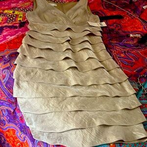 Gold ruffle dress with layers